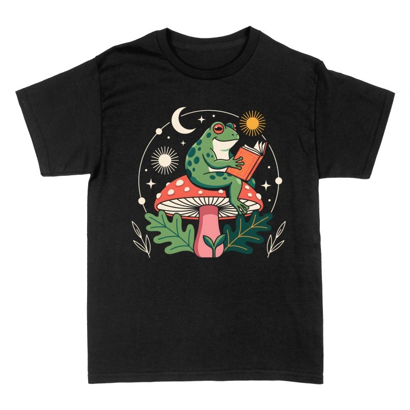 T-shirts: Reading Frog on Mushroom