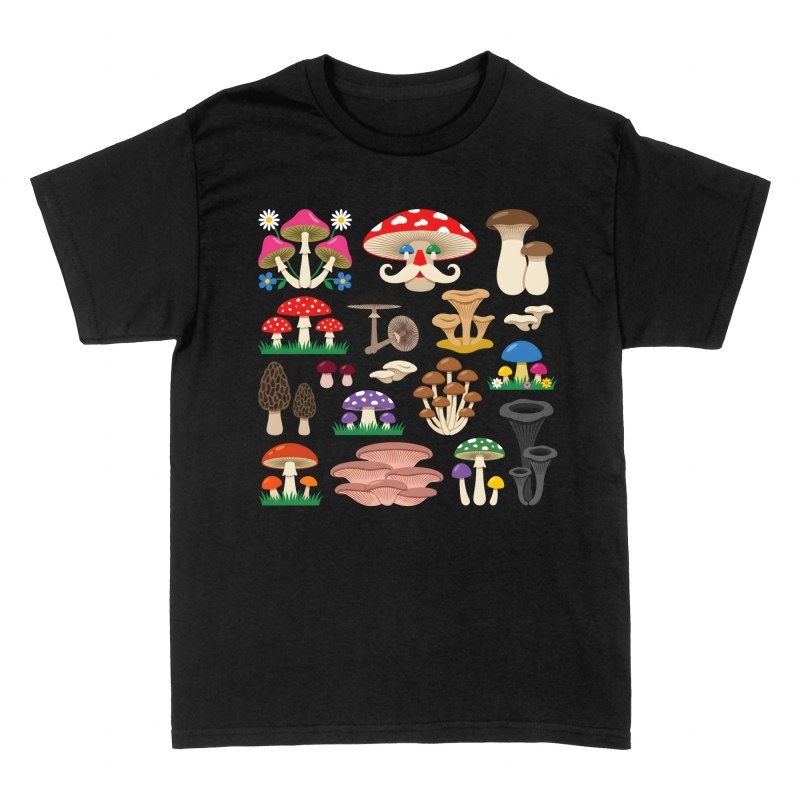 T-shirts: Colorful Mushroom Pattern &amp; Mustache Fungi