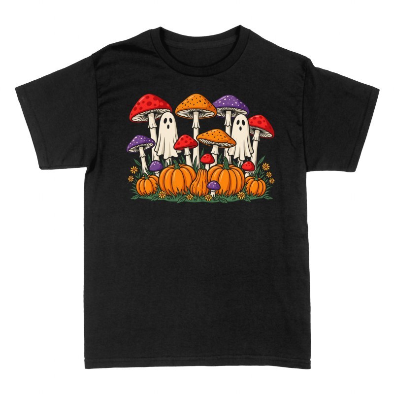 T-shirts: Ghosts with Mushrooms and Pumpkins