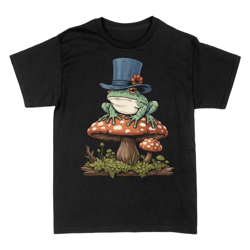 T-shirts: Frog on Mushroom with Top Hat