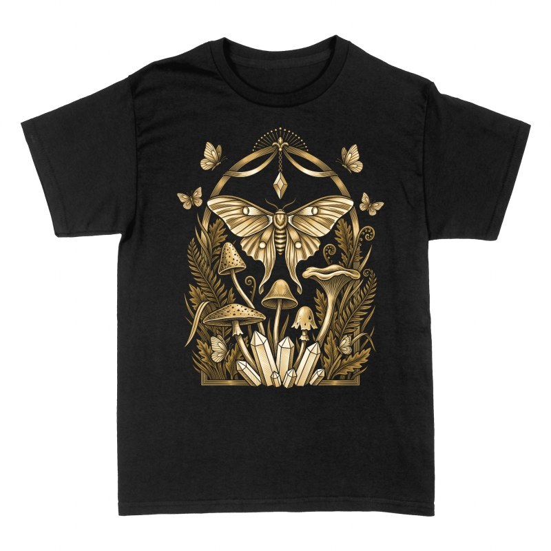 T-shirts: Luna Moth with Crystals and Mushrooms