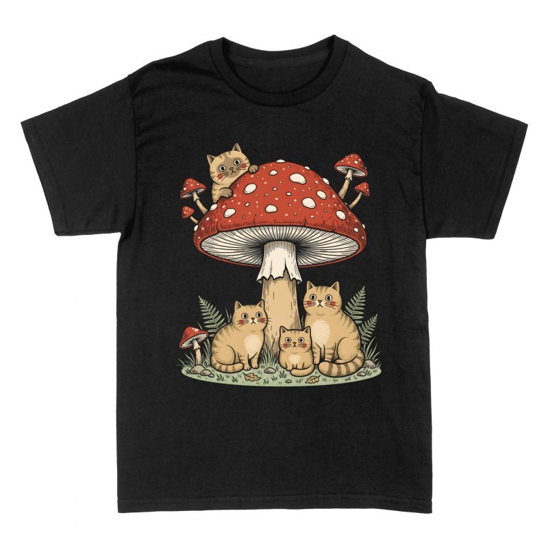 T-shirts: Cats Under Giant Forest Mushroom