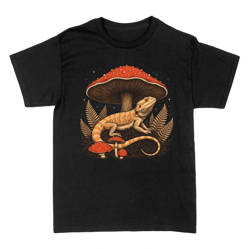 T-shirts: Bearded Dragon Under Amanita Mushroom
