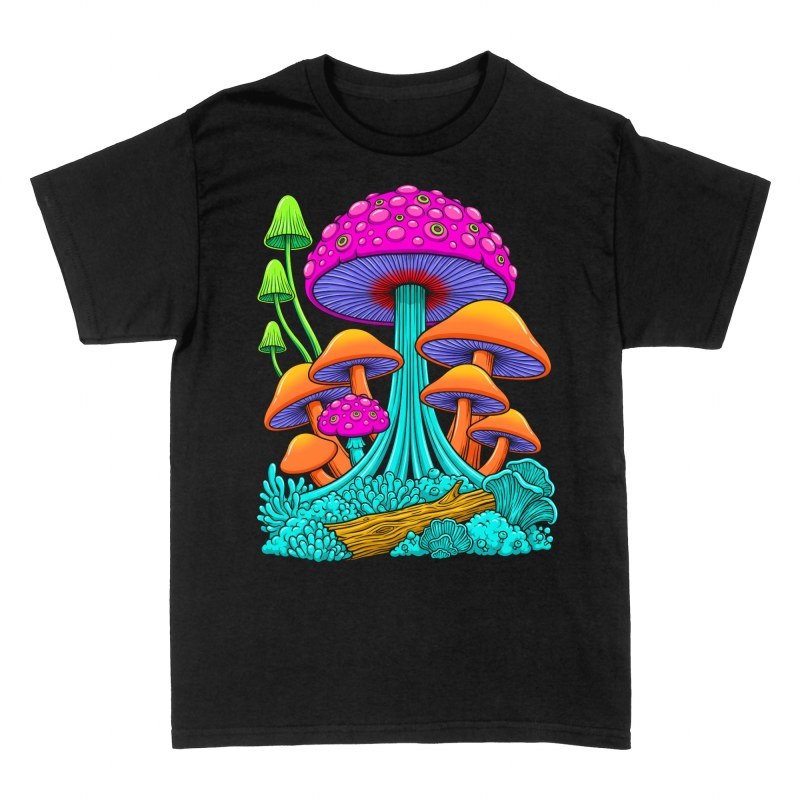 T-shirts: Psychedelic Neon Mushrooms