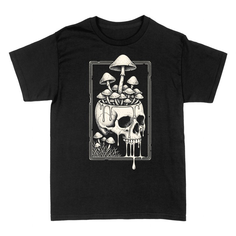 T-shirts: Melting Skull with Mushrooms