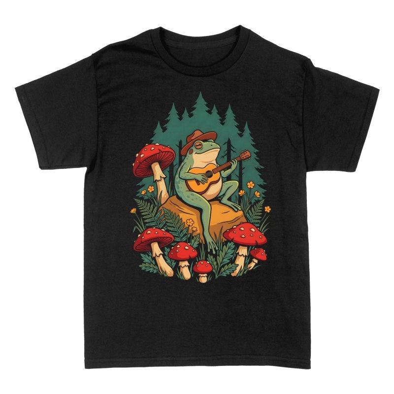 T-shirts: Guitar Frog in Mushroom Forest