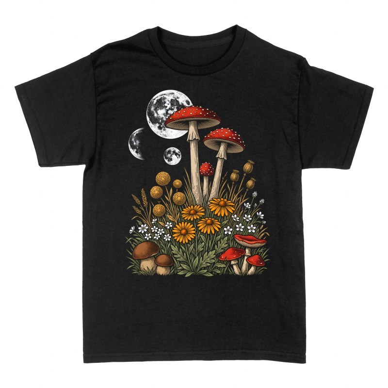 T-shirts: Wild Mushrooms Under the Moon
