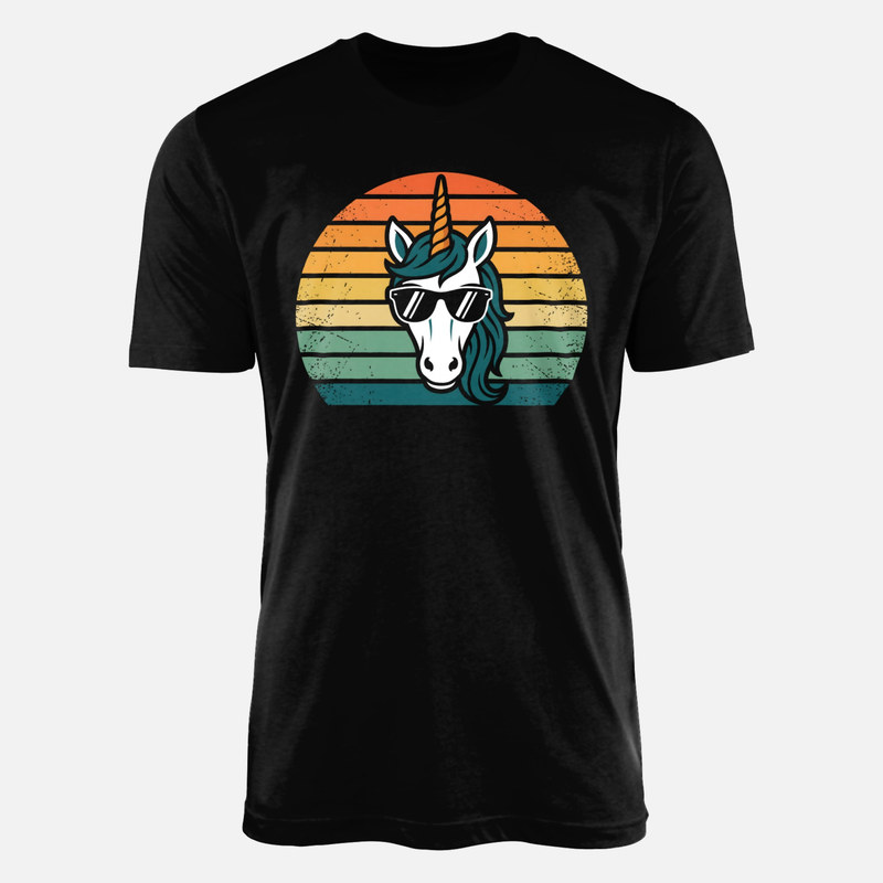 T-shirts: Retro Sunglasses Unicorn Sunset
