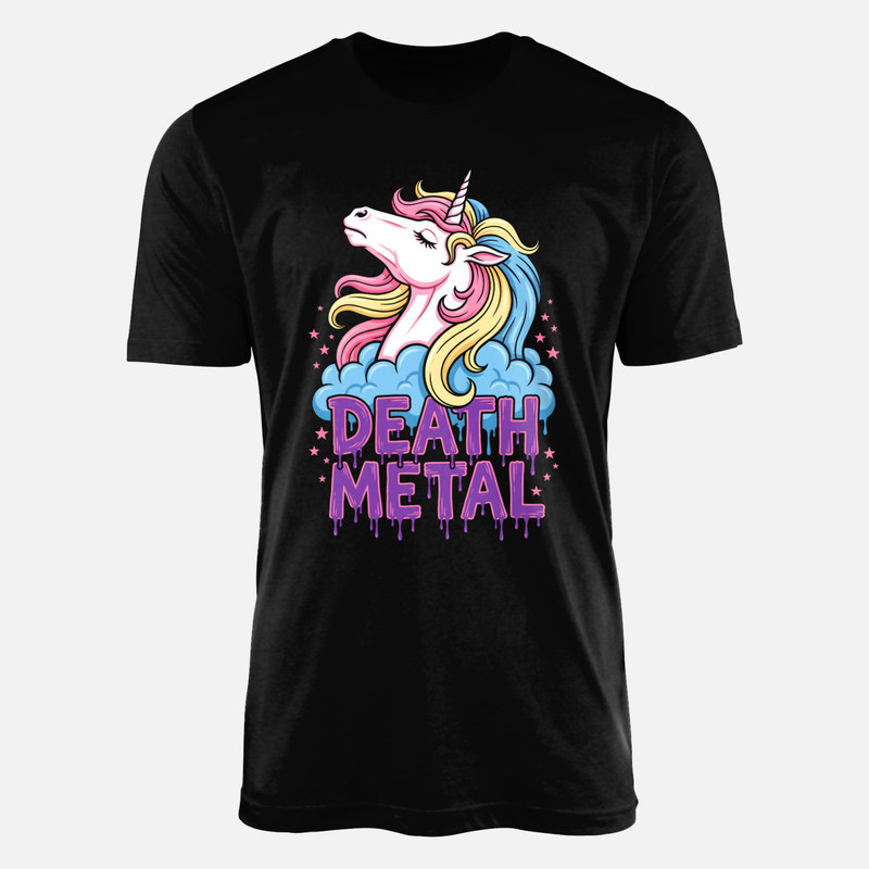 T-shirts: Death Metal Cute Unicorn on Cloud