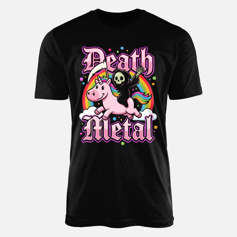 T-shirts: Death Metal Grim Reaper on Unicorn