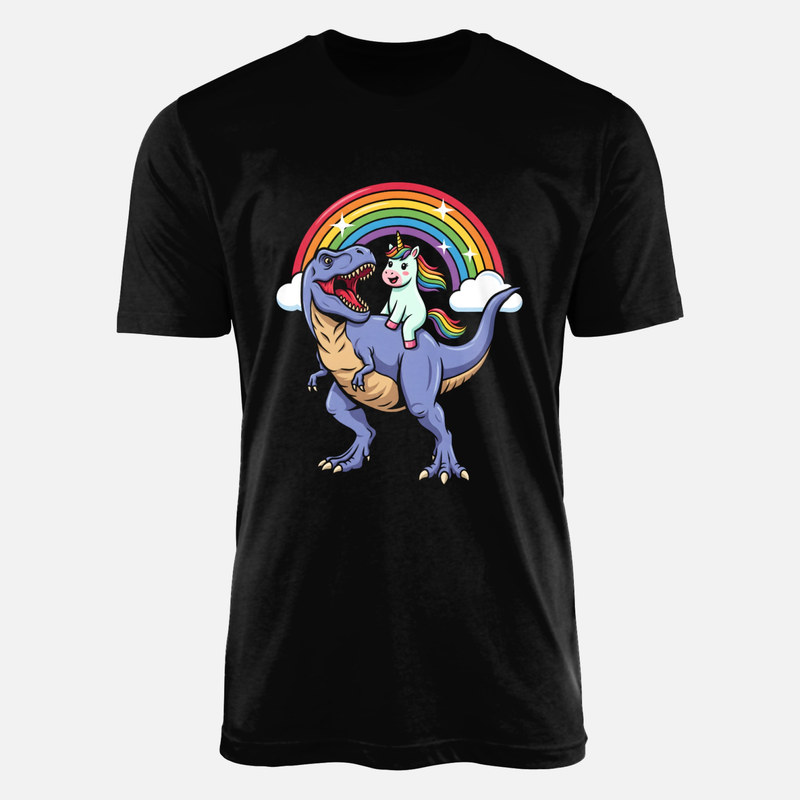 T-shirts: Unicorn Riding T-Rex Rainbow