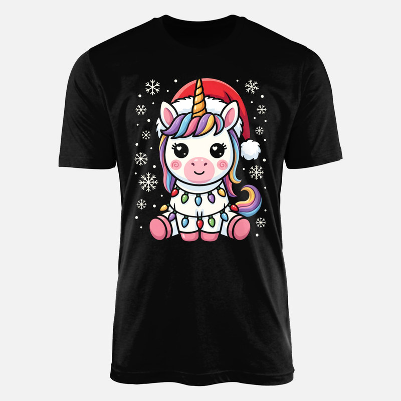 T-shirts: Kawaii Christmas Lights Unicorn