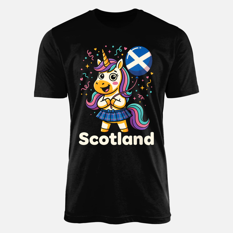 T-shirts: Scotland Scottish Unicorn with Kilt and Balloon