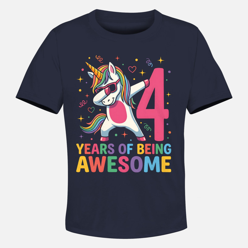 T-shirts: 4 Years of Being Awesome Dabbing Unicorn