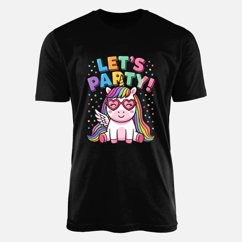 T-shirts: Let's Party Unicorn with Heart Sunglasses