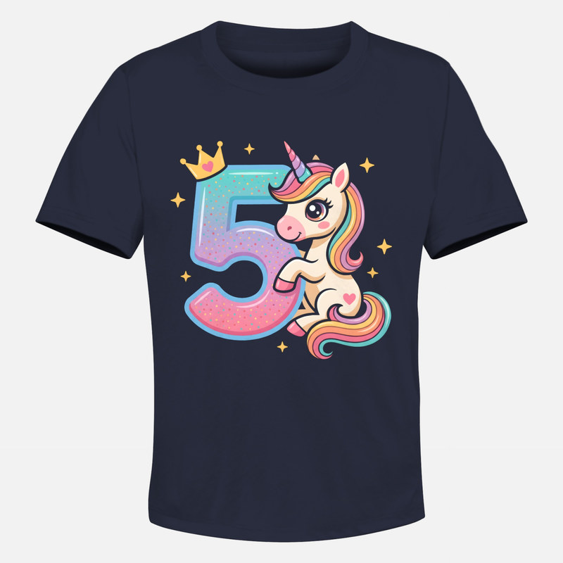 T-shirts: Kawaii Unicorn 5th Birthday with Crown