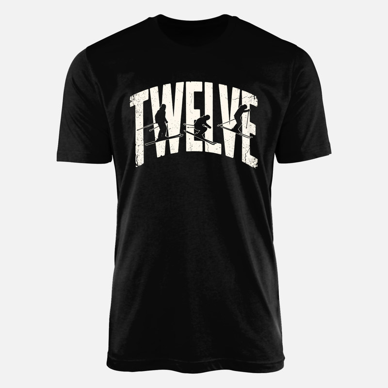 T-shirts: Twelve Skier Silhouettes Typography