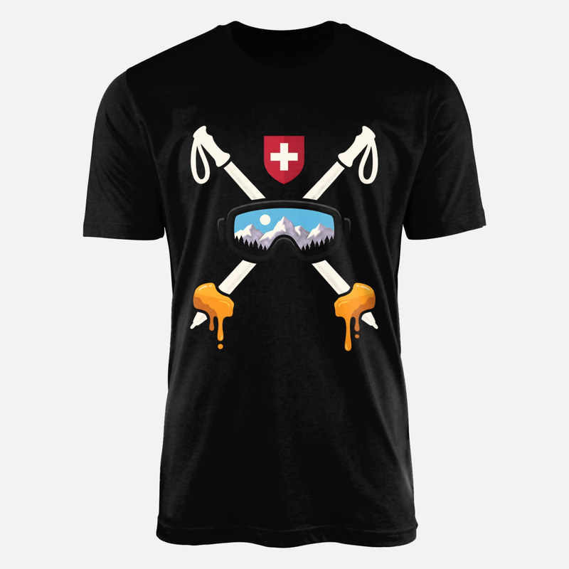 T-shirts: Swiss Skiing Fondue &amp; Mountains