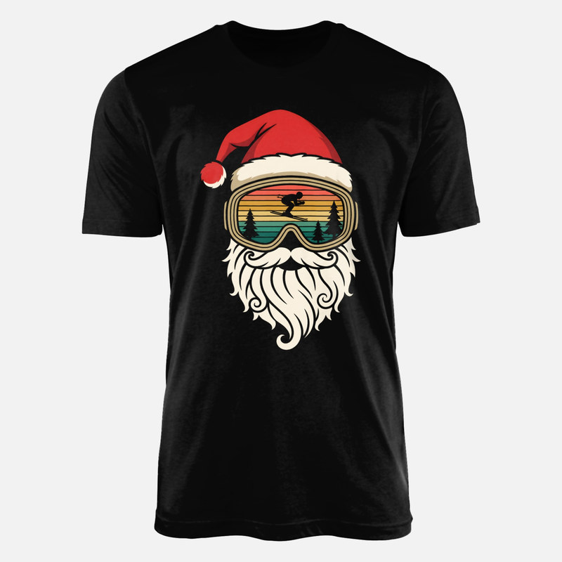 T-shirts: Skiing Santa with Sunset Goggles