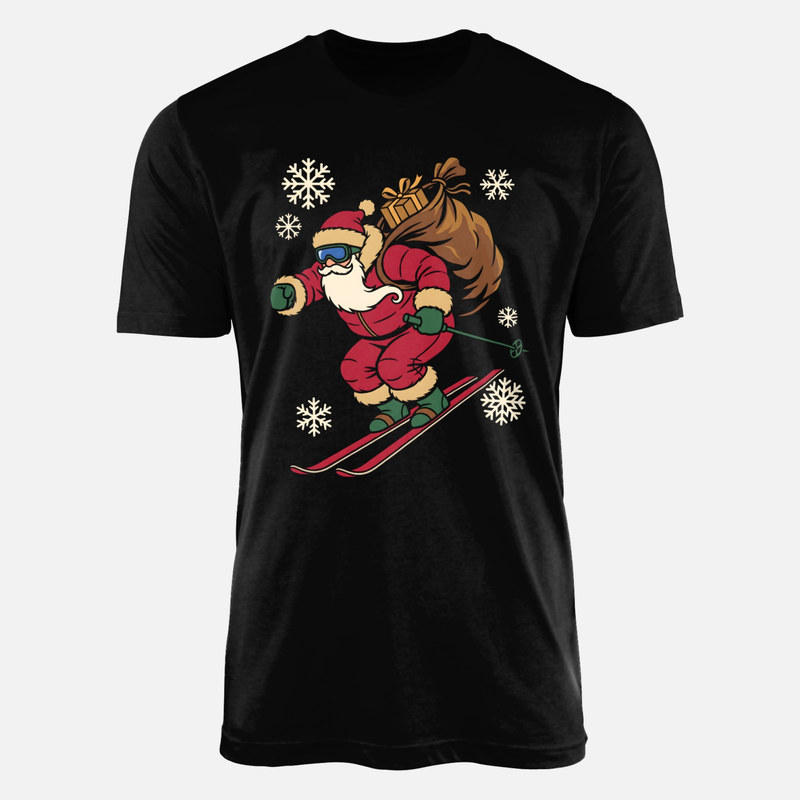 T-shirts: Skiing Santa with Gift Sack