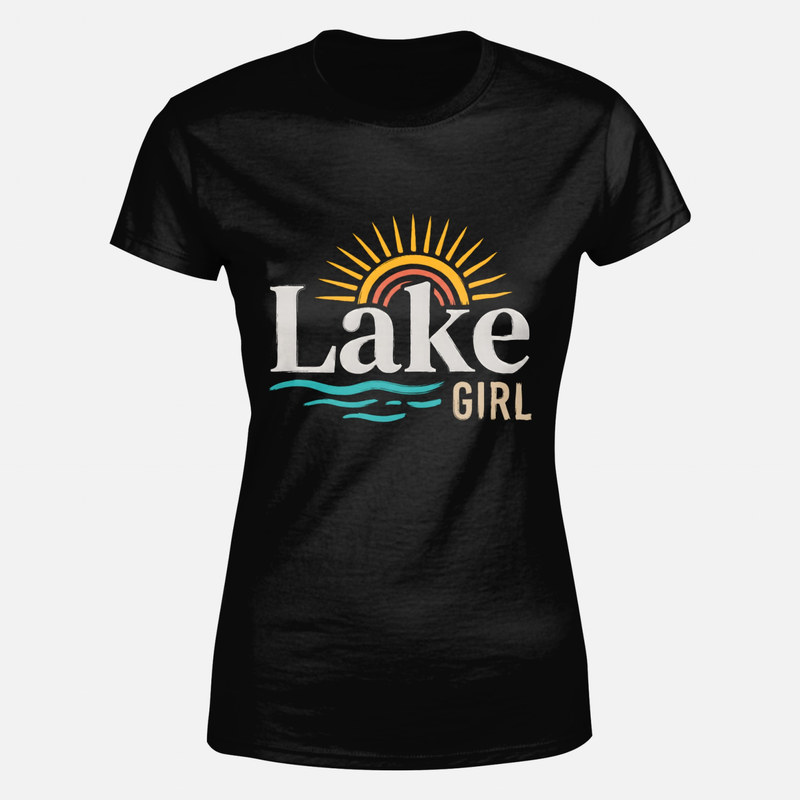 T-shirts: Lake Girl Retro Sun & Waves