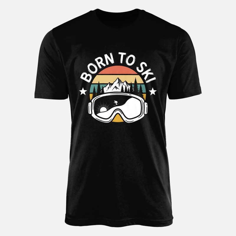T-shirts: Born to Ski Retro Sunset Goggles
