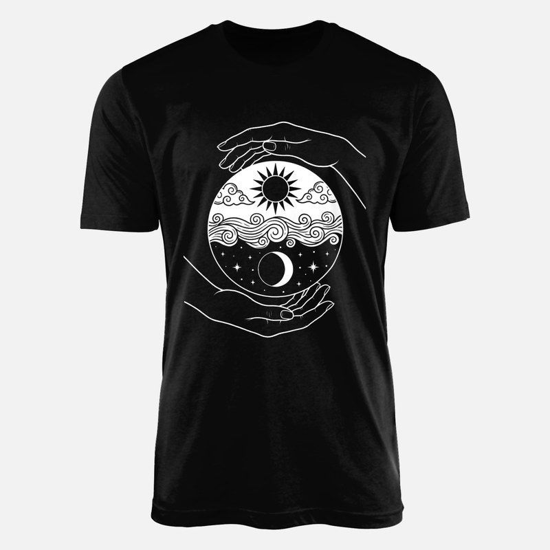 T-shirts: Hands Holding Yin Yang Celestial Universe