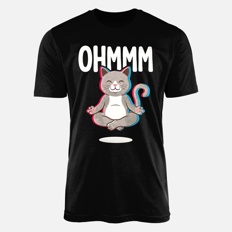 T-shirts: Ohmmm Meditating Lotus Cat 3D Effect