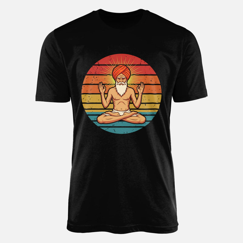 T-shirts: Meditating Yogi Retro Sunset