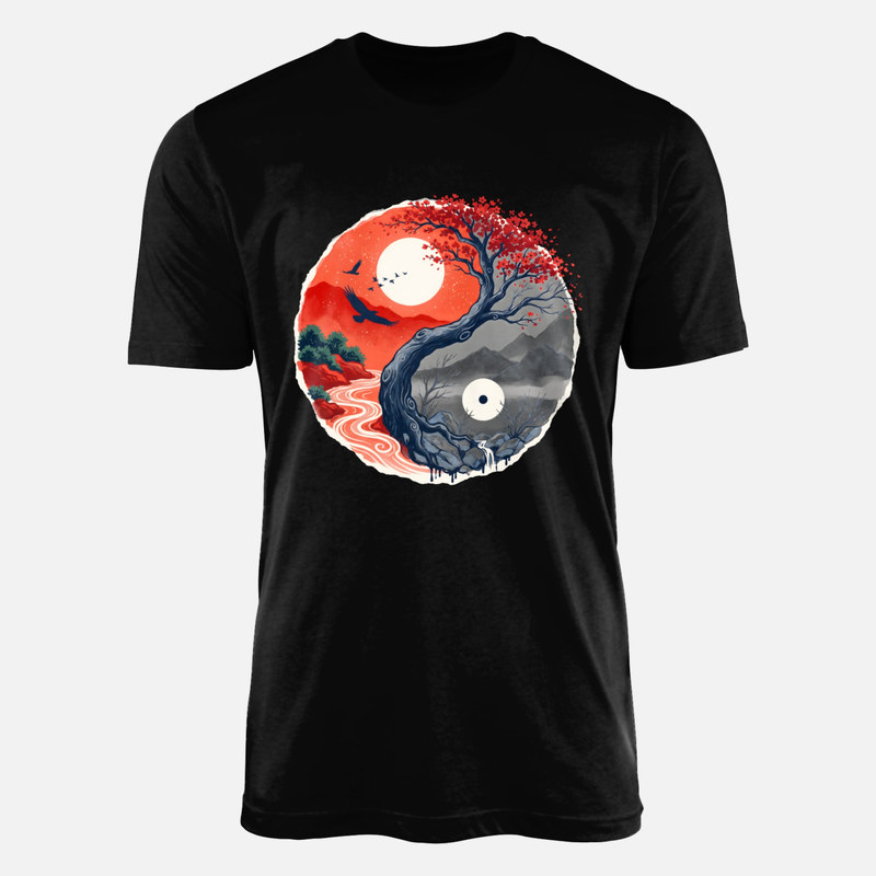 T-shirts: Yin Yang Bonsai Tree Oriental Landscape