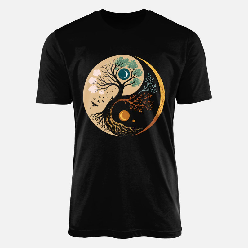 T-shirts: Four Seasons Tree Yin Yang