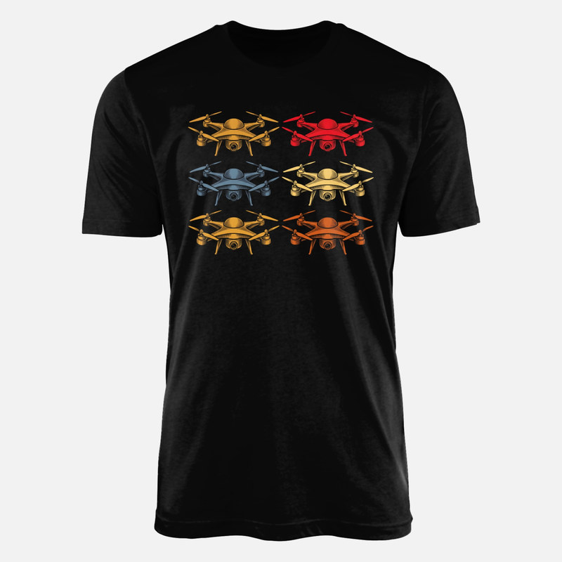 T-shirts: Retro Pop Art Drone Grid
