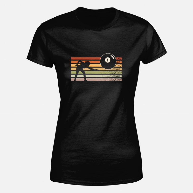T-shirts: Retro Sunset Pool Player Woman