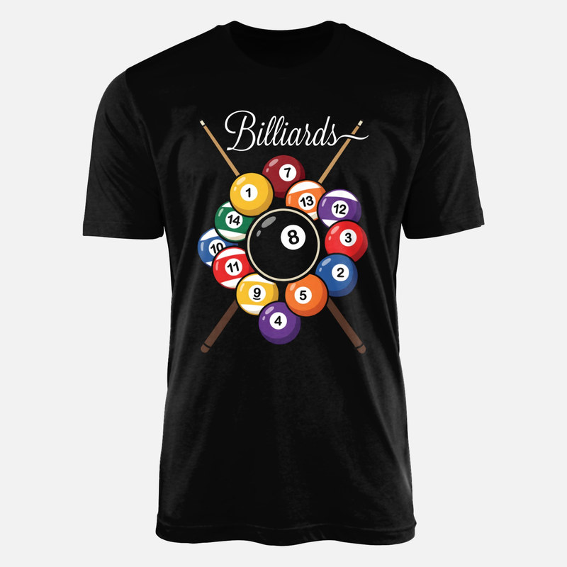 T-shirts: Billiards 8 Ball with Crossed Cues