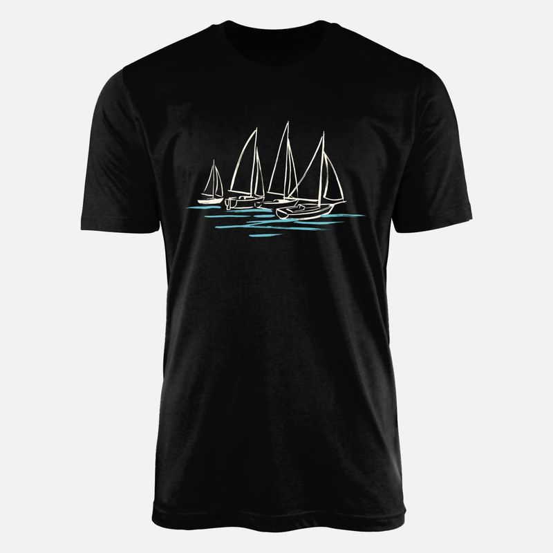 T-shirts: Brush Stroke Sailboats on Waves