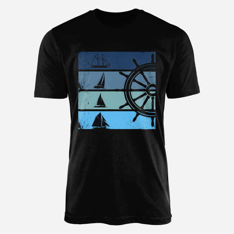 T-shirts: Retro Ship Helm and Sailboats