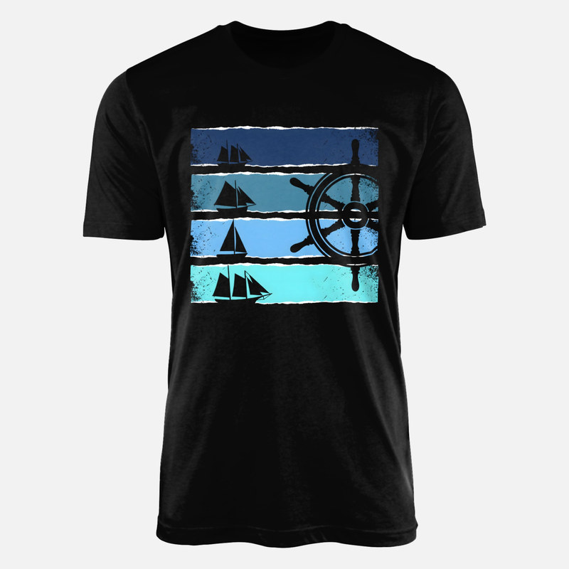 T-shirts: Retro Sailboats &amp; Ship Wheel Stripes