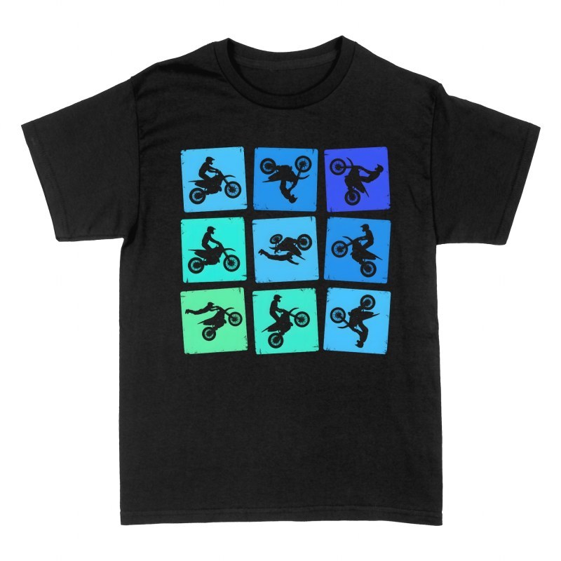 T-shirts: Retro Motocross Stunt Grid