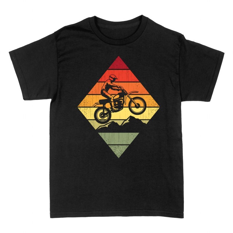 T-shirts: Retro Mountain Sunset Motocross Rider
