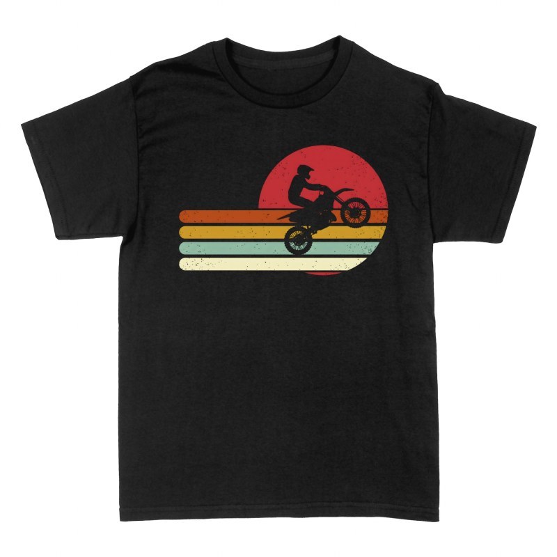 T-shirts: Retro Motocross Wheelie Sunset