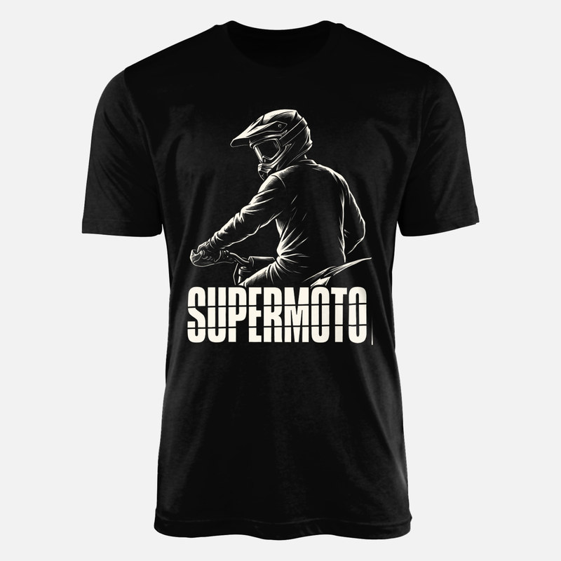 T-shirts: Supermoto Rider Retro Linocut