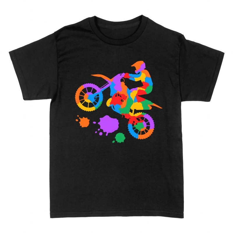 T-shirts: Colorful Paint Splatter Motocross Jump