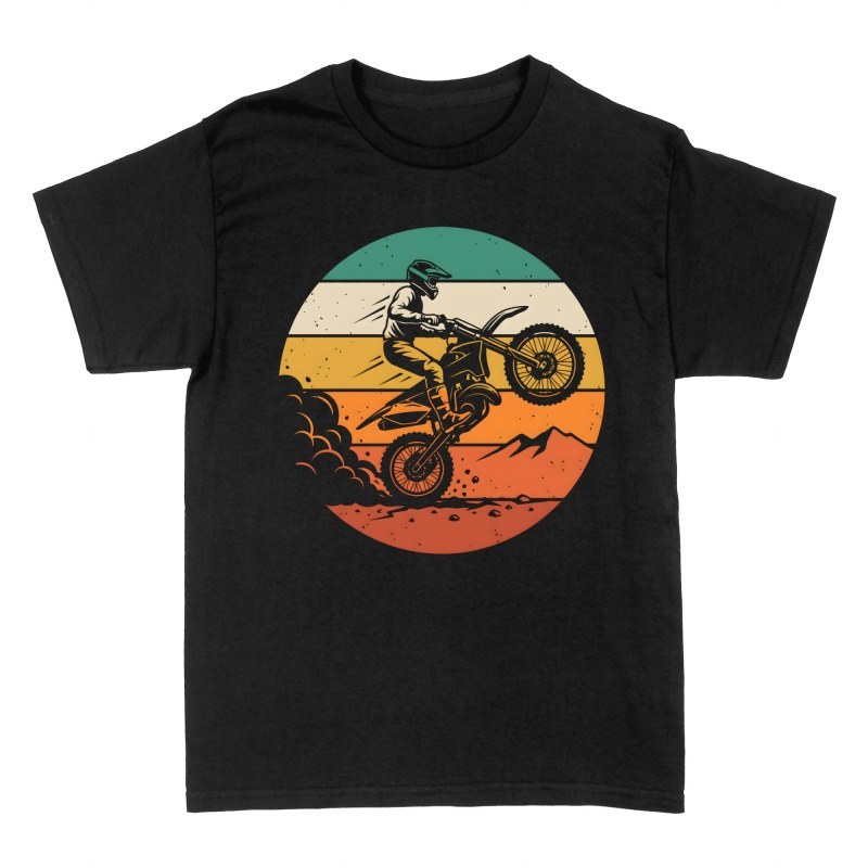 T-shirts: Retro Sunset Dirt Bike Wheelie