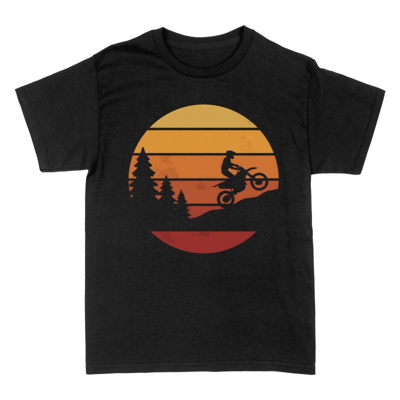 T-shirts: Retro Sunset Motocross Rider Silhouette