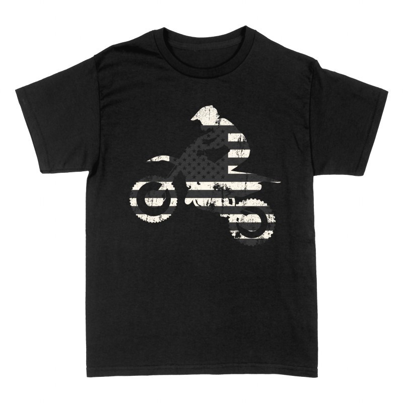 T-shirts: Distressed US Flag Motocross Rider