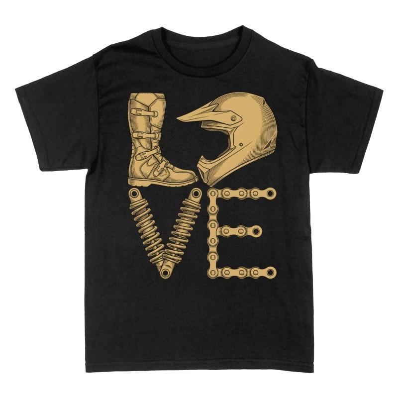 T-shirts: Love Motocross Gear Typography