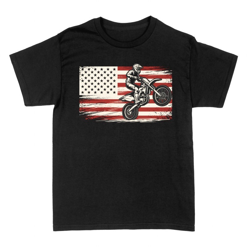 T-shirts: American Flag Motocross Wheelie