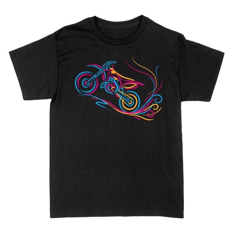 T-shirts: Neon Dirt Bike Line Art