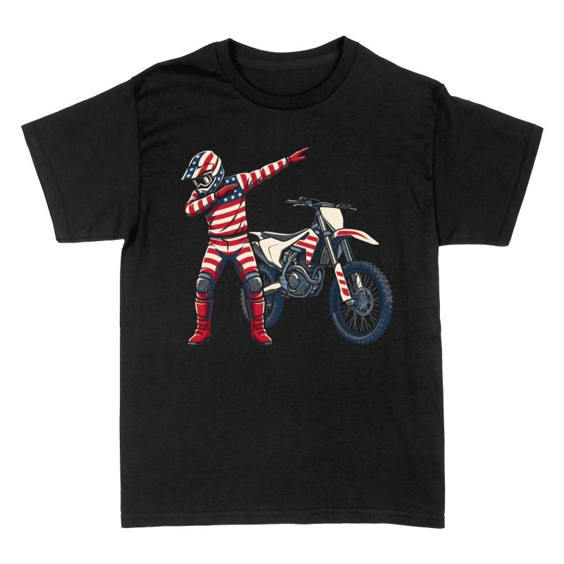 T-shirts: Dabbing Motocross Rider USA Flag