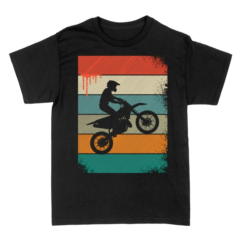 T-shirts: Retro Motocross Wheelie Silhouette